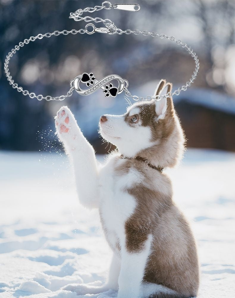 Infinity Symbol Pendant Animal Paw Bracelet with Zirconia