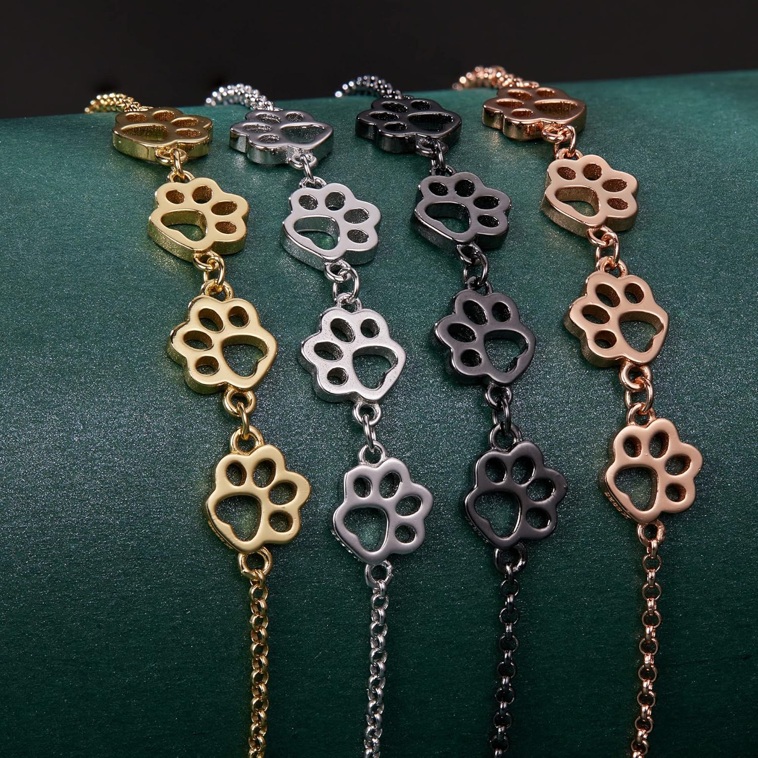 Sterling Silver Bracelet with Paw Print – Adjustable Fit