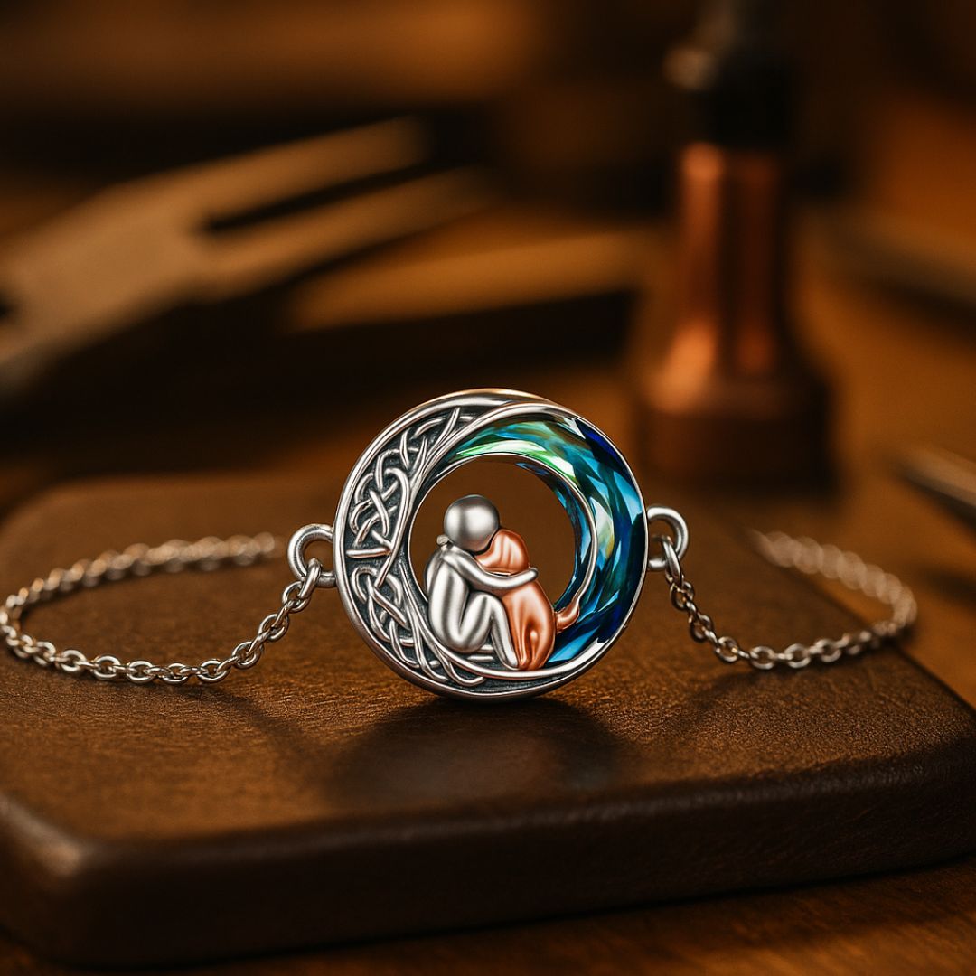 Adjustable Sterling Silver Bracelet with Dog Charm