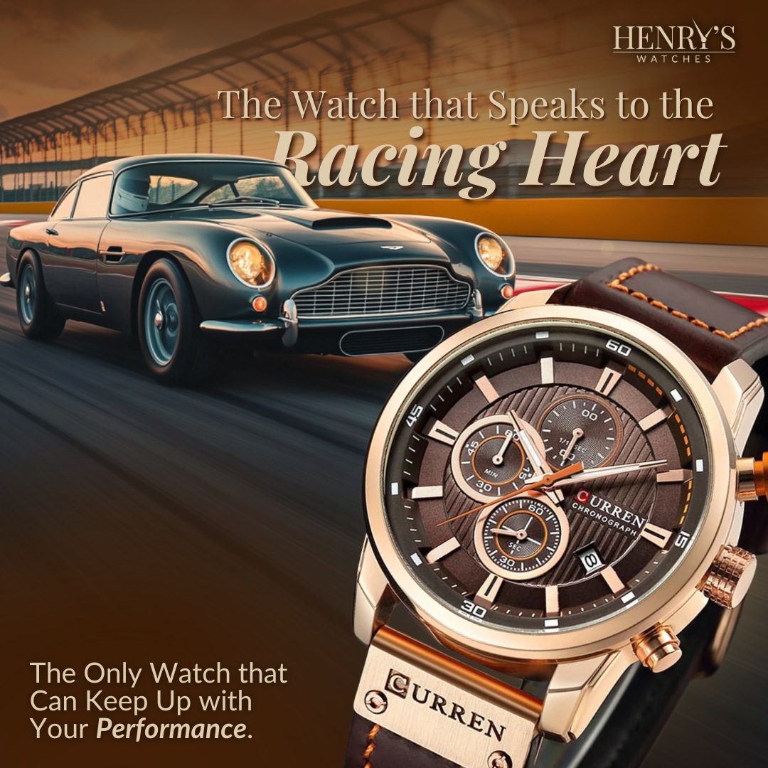 Elegant quartz watch with leather strap™ by Olsen & Olsen