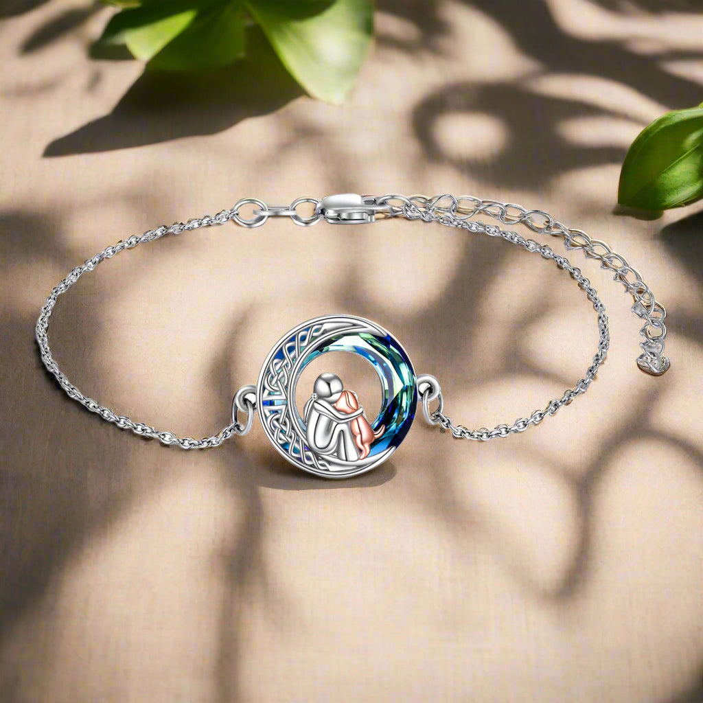 Adjustable Sterling Silver Bracelet with Dog Charm