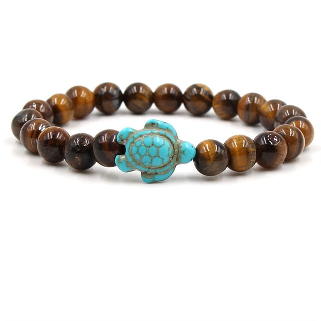 Unique Turtle Bracelet Made of Natural Stone Beads