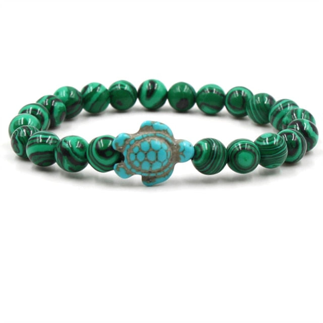 Unique Turtle Bracelet Made of Natural Stone Beads