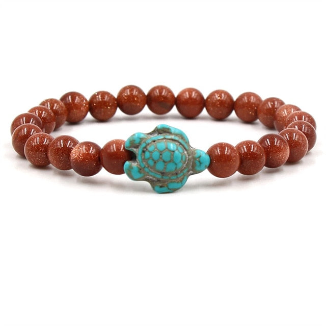 Unique Turtle Bracelet Made of Natural Stone Beads