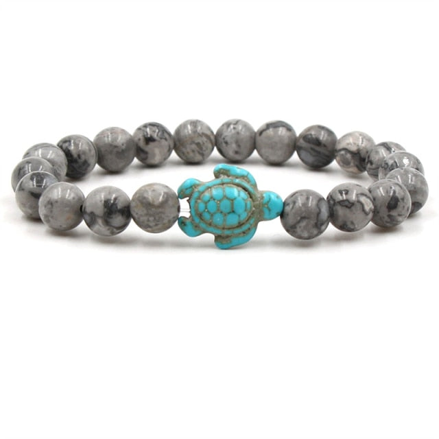 Unique Turtle Bracelet Made of Natural Stone Beads