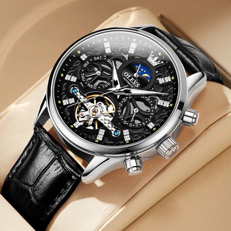 Automatic Mechanical Watch with Leather Strap™ - Olsen &amp; Olsen