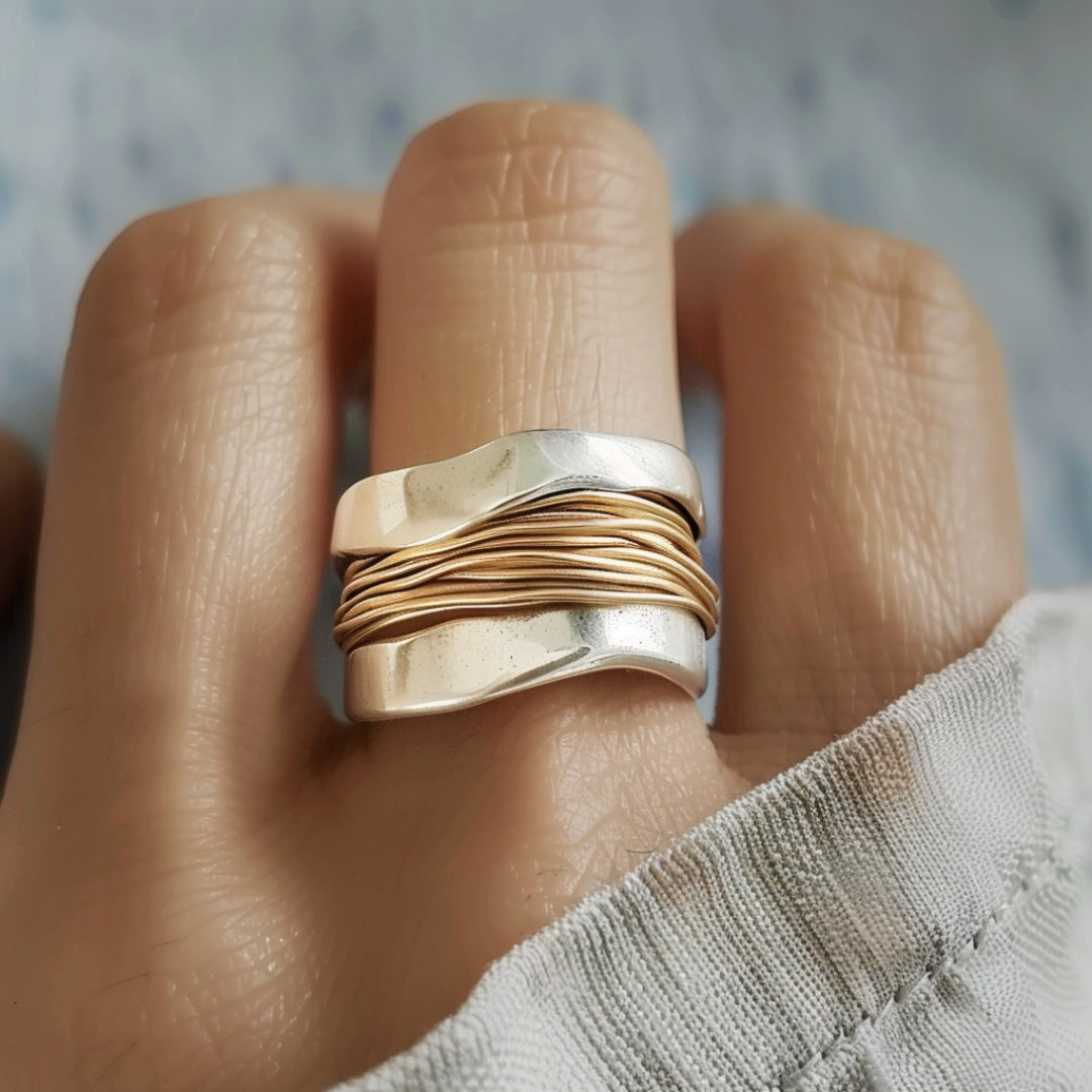 Silver-plated gold wire ring 