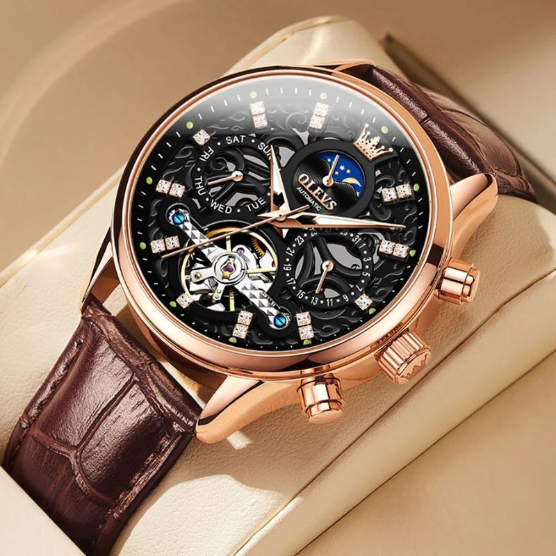 Automatic Mechanical Watch with Leather Strap™ - Olsen &amp; Olsen