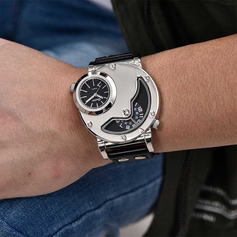 Multi-Time Zone™ Leather Strap Watch - Olsen &amp; Olsen