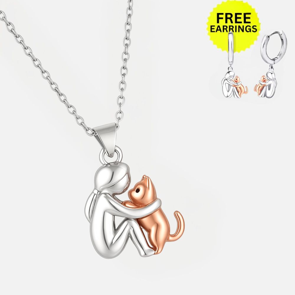 Cat Pendant Necklace with Bonus Earrings – Limited Time Offer