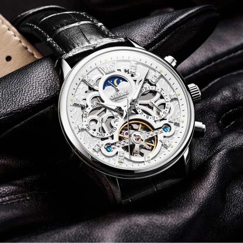 Automatic Mechanical Watch with Leather Strap™ - Olsen &amp; Olsen