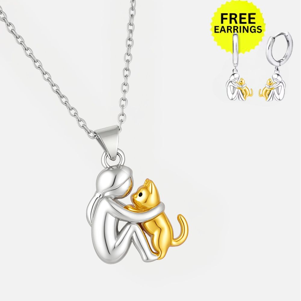 Cat Pendant Necklace with Bonus Earrings – Limited Time Offer