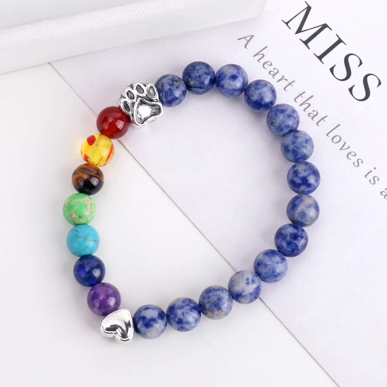 Rainbow Bridge Memorial Bracelet – 7 Chakra Beads Gift for Loss of a Pet