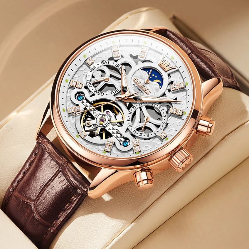 Automatic Mechanical Watch with Leather Strap™ - Olsen &amp; Olsen