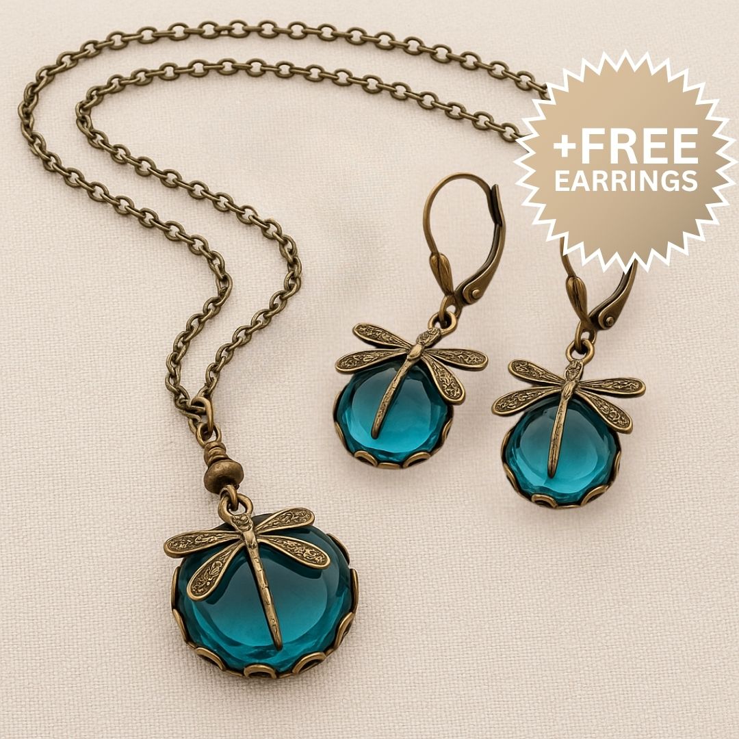 Stunning Vintage Dragonfly Necklace with Bonus Earrings – Limited Time Offer