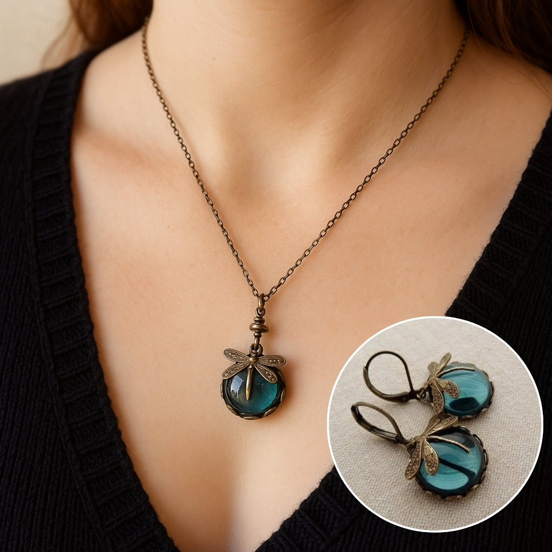 Stunning Vintage Dragonfly Necklace with Bonus Earrings – Limited Time Offer