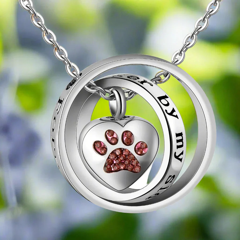 "Never Again By My Side, Forever In My Heart" – Stainless Steel Urn Necklace with Tab