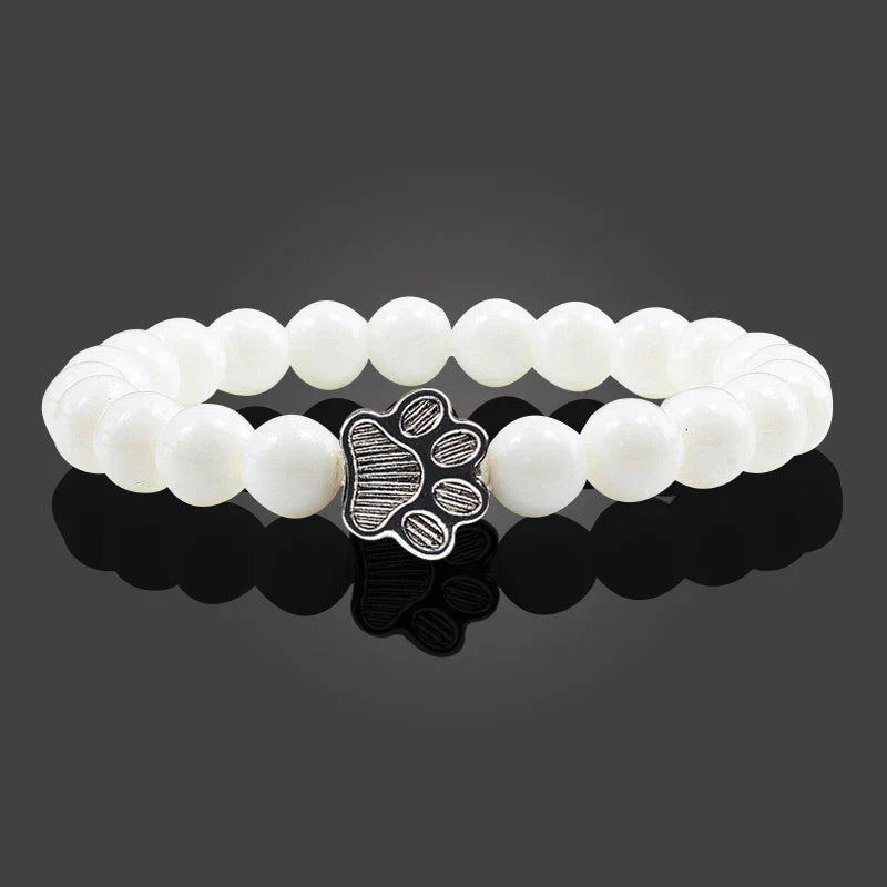 Paw print bead bracelet – Natural stone design