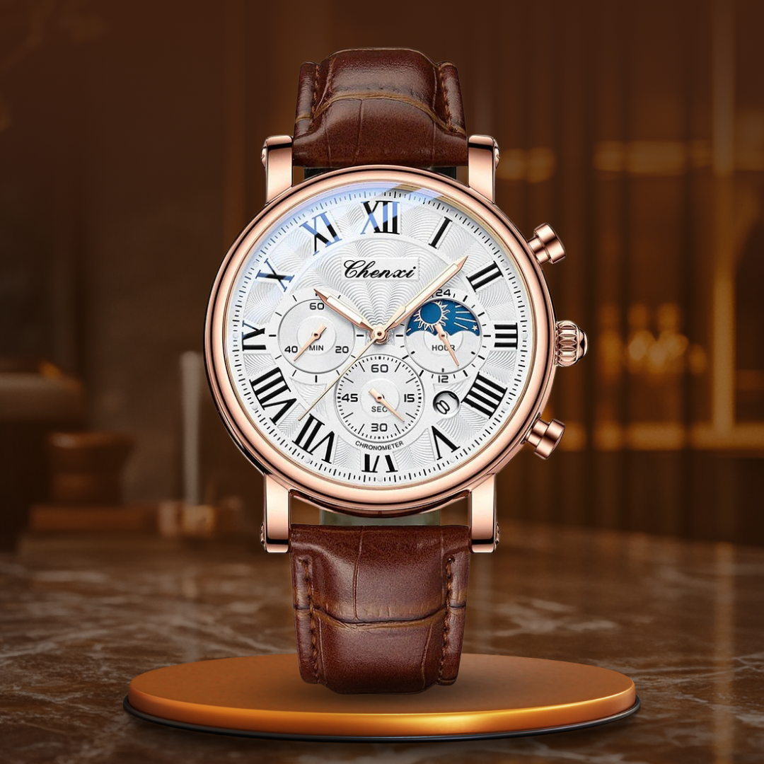 Luxury™ Leather Strap Quartz Watch - Olsen &amp; Olsen