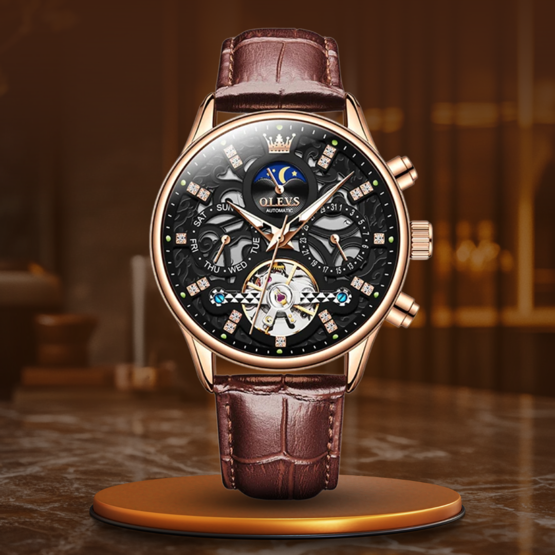 Automatic Mechanical Watch with Leather Strap™ - Olsen &amp; Olsen