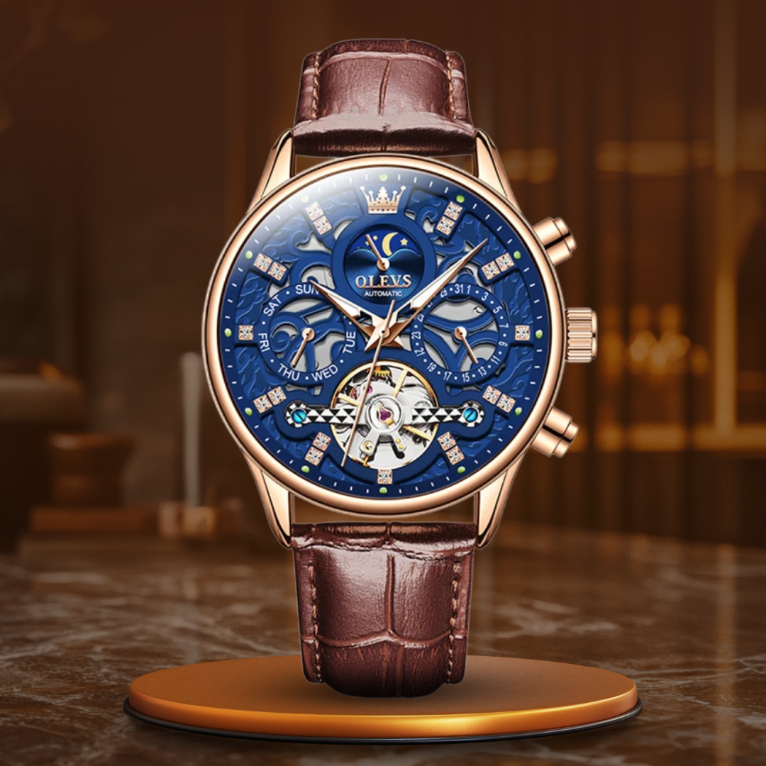 Automatic Mechanical Watch with Leather Strap™ - Olsen &amp; Olsen