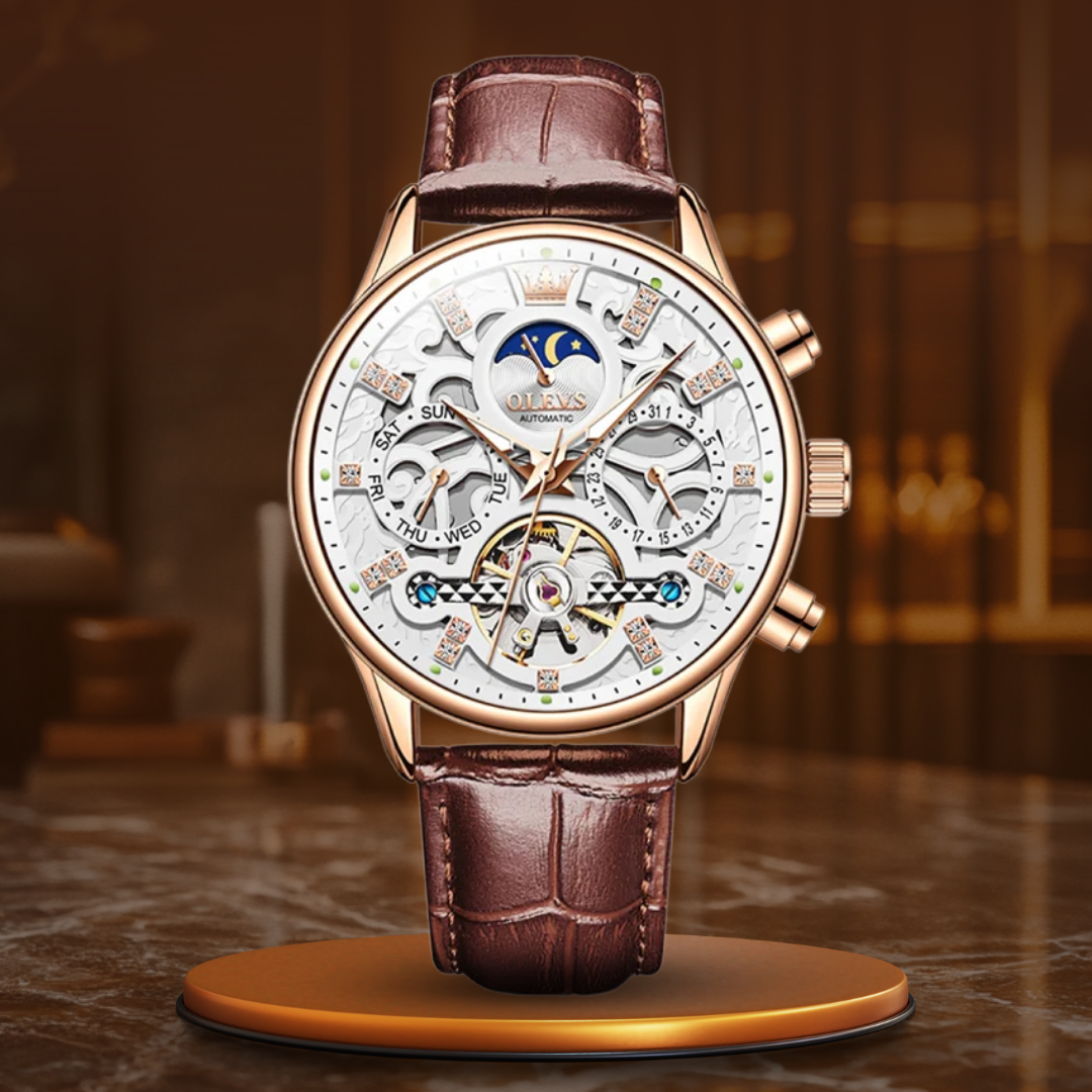 Automatic Mechanical Watch with Leather Strap™ - Olsen &amp; Olsen