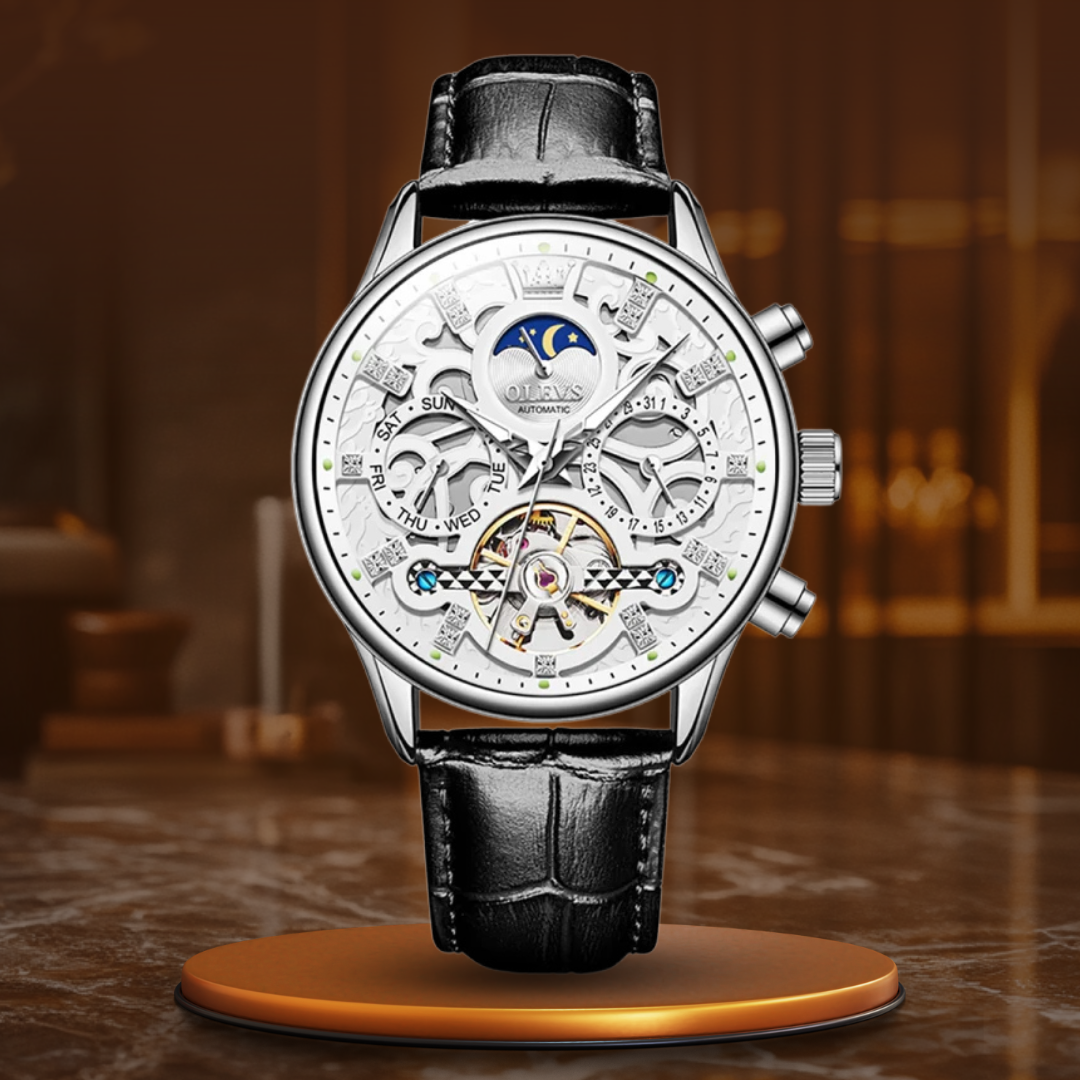 Automatic Mechanical Watch with Leather Strap™ - Olsen &amp; Olsen