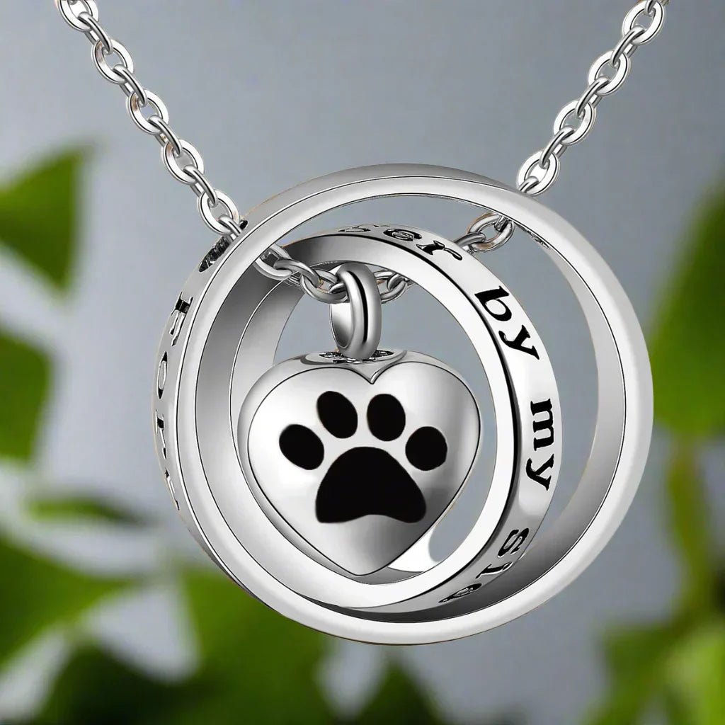 "Never Again By My Side, Forever In My Heart" – Stainless Steel Urn Necklace with Tab