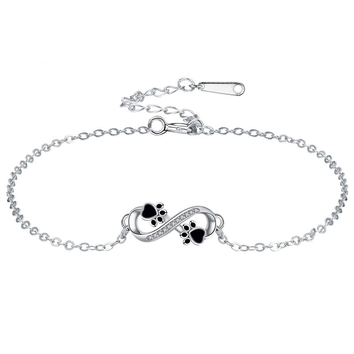 Infinity Symbol Pendant Animal Paw Bracelet with Zirconia